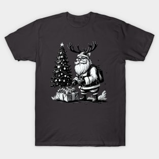 Santa Claus in rendeer hat T-Shirt